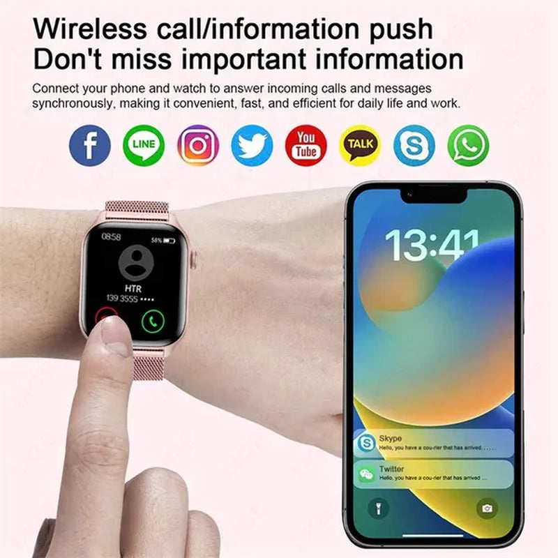 2024 New Women Smart Watch Men 1.85" Full Touch Color Screen Fitness Tracker Call Bluetooth Smart Watch Ladies Smartwatch Reloj Smartwatch