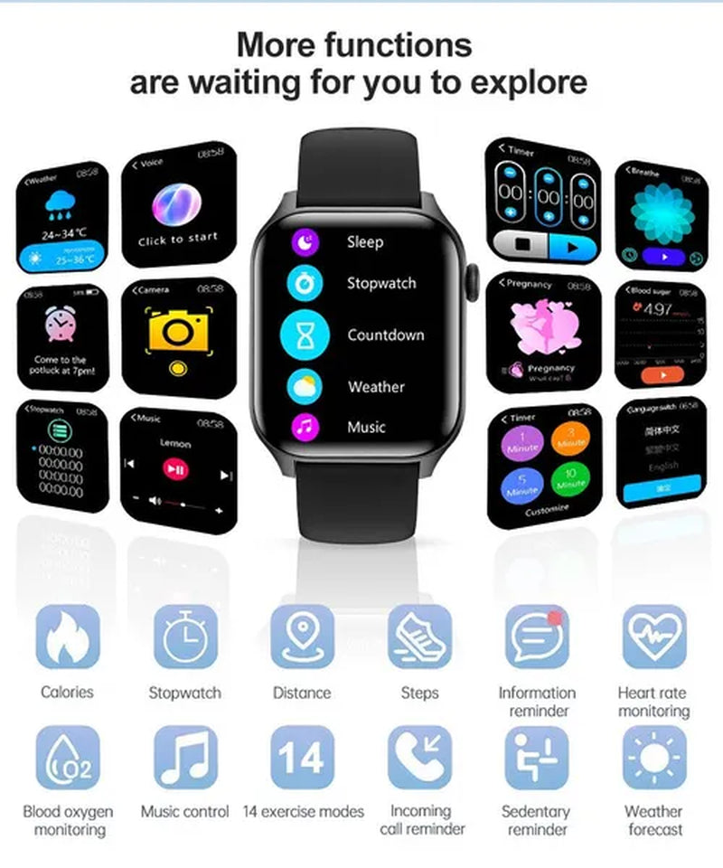 2024 New Women Smart Watch Men 1.85" Full Touch Color Screen Fitness Tracker Call Bluetooth Smart Watch Ladies Smartwatch Reloj Smartwatch