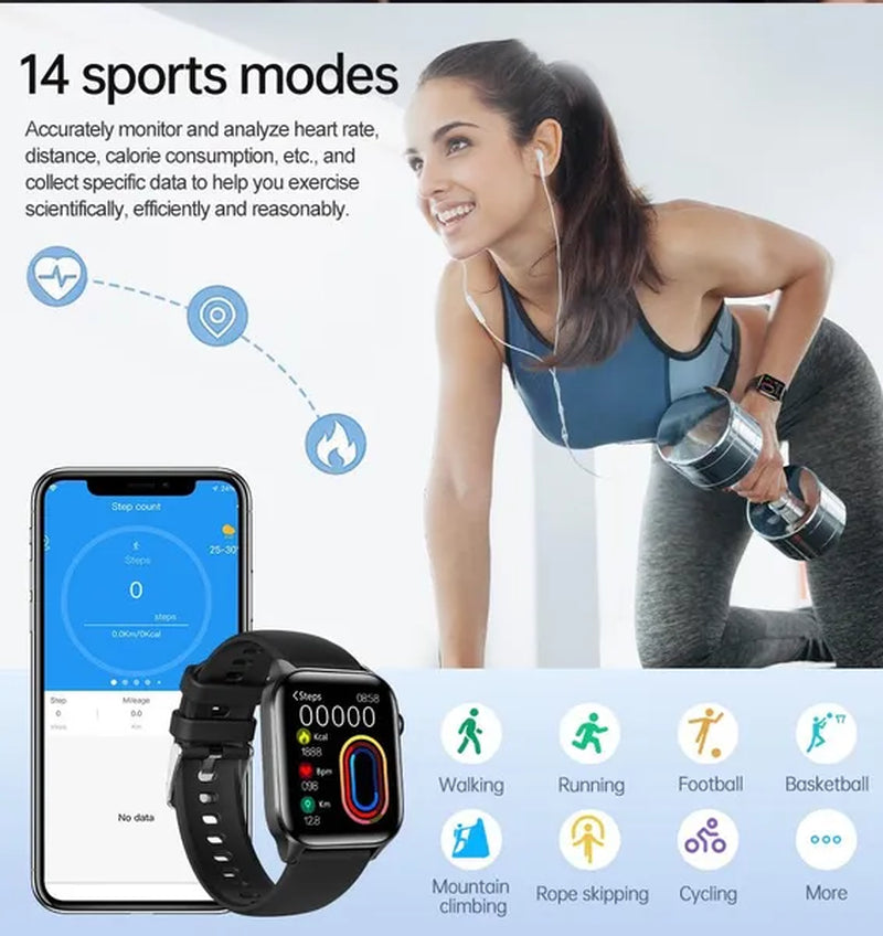 2024 New Women Smart Watch Men 1.85" Full Touch Color Screen Fitness Tracker Call Bluetooth Smart Watch Ladies Smartwatch Reloj Smartwatch
