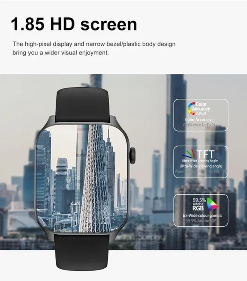 2024 New Women Smart Watch Men 1.85" Full Touch Color Screen Fitness Tracker Call Bluetooth Smart Watch Ladies Smartwatch Reloj Smartwatch