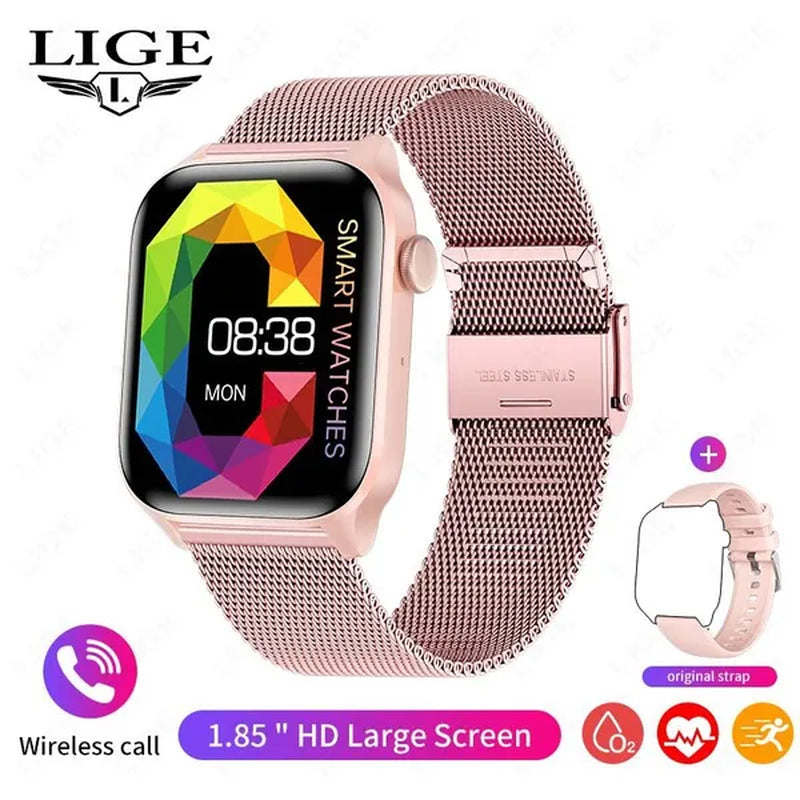 2024 New Women Smart Watch Men 1.85" Full Touch Color Screen Fitness Tracker Call Bluetooth Smart Watch Ladies Smartwatch Reloj Smartwatch