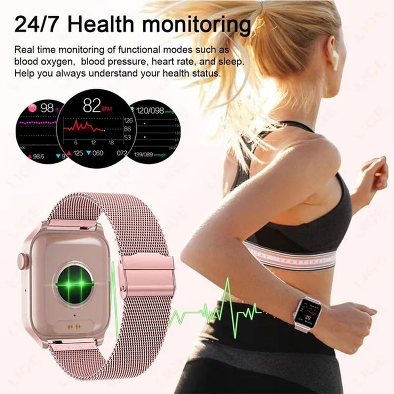 2024 New Women Smart Watch Men 1.85" Full Touch Color Screen Fitness Tracker Call Bluetooth Smart Watch Ladies Smartwatch Reloj Smartwatch